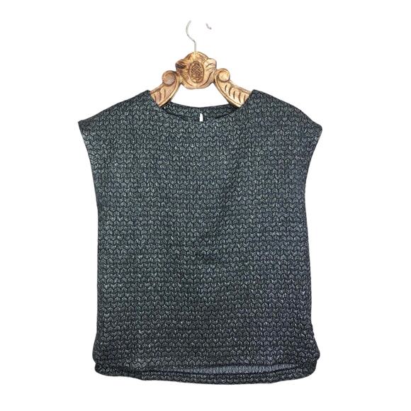 Zadig Voltaire Top Tribu Gris Deluxe Metallic Black Silver Blouse size Medium - Picture 1 of 8